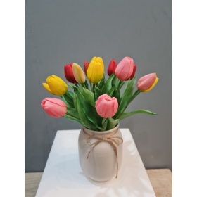 Bình Gốm Hoa Vải Cao Cấp Hoa Tulip  Nhiều Màu  Quà 20-11, 8-3, Sinh Nhật  